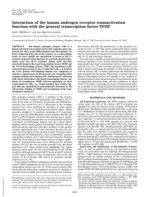 Interaction of the Human Androgen Receptor Transactivation Function with the General Transcription Factor TFIIF