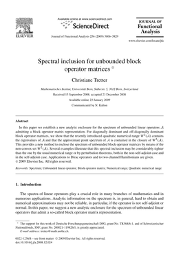 Spectral Inclusion for Unbounded Block Operator Matrices ✩