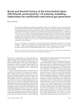 Burial and Thermal History of the Intra-Sudetic Basin (SW Poland) Constrained by 1-D Maturity Modelling – Implications for Coalification and Natural Gas Generation