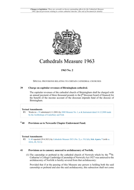 Cathedrals Measure 1963, Special Provisions Relating to Certain Cathedral Churches