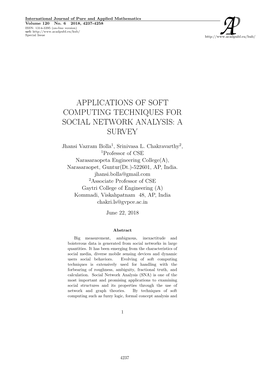 Applications of Soft Computing Techniques for Social Network Analysis: a Survey