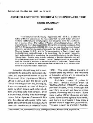 Aristotle's Ethical Theory & Modern Health Care