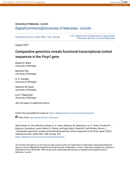 Comparative Genomics Reveals Functional Transcriptional Control Sequences in the Prop1 Gene