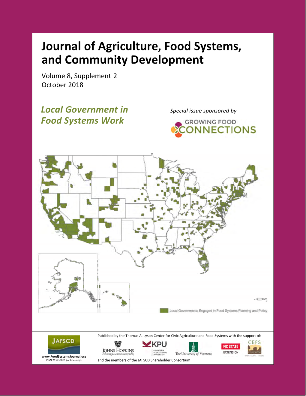 Local Government in Food Systems Work, Volume 8, Supplement 2