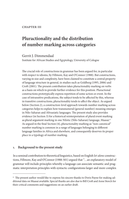 Pluractionality and the Distribution of Number Marking Across Categories