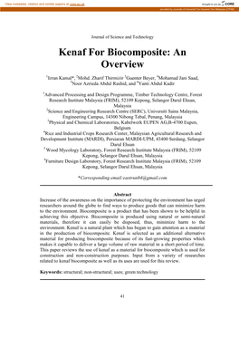 Kenaf for Biocomposite: an Overview