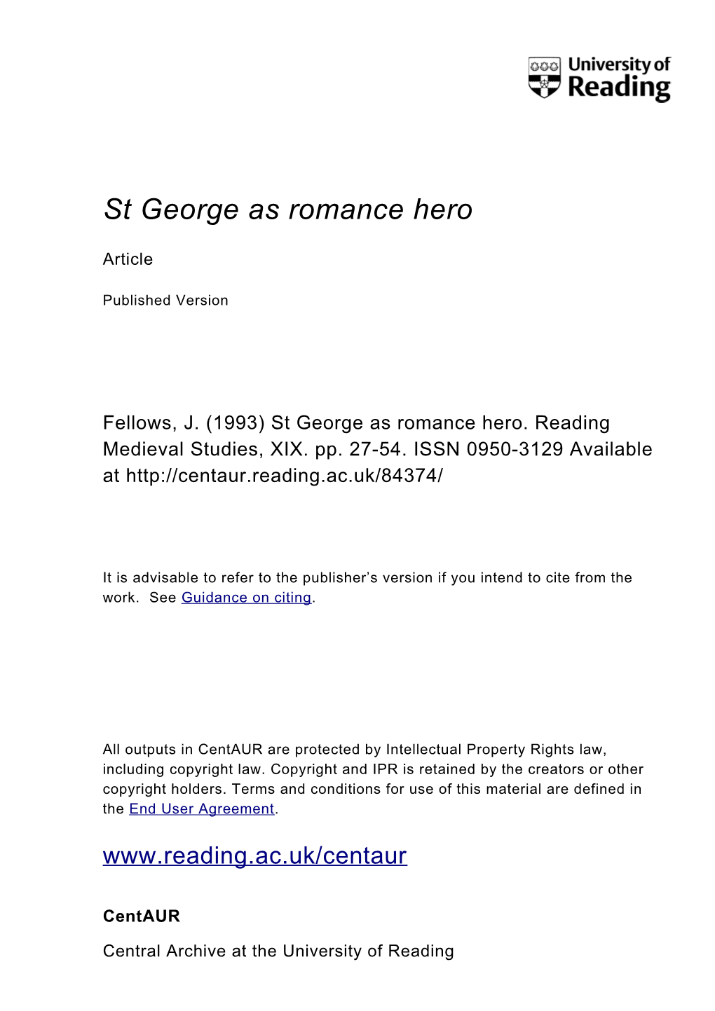 St George As Romance Hero
