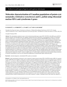 Molecular Characterization of Canadian Populations of Potato Cyst