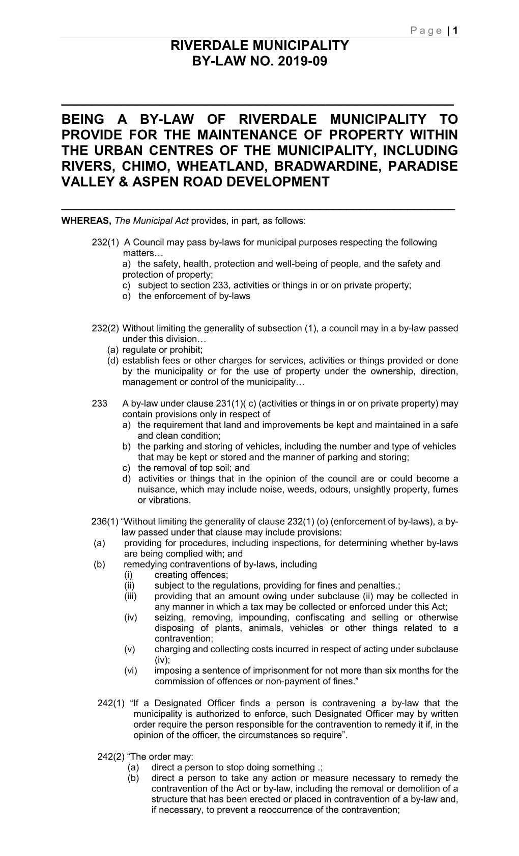 2019 – 09 – Property Standards Maintenance