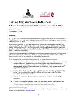 Tipping Neighborhoods to Success