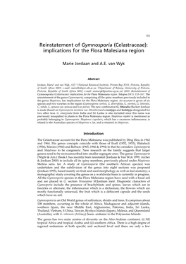 Reinstatement of Gymnosporia (Celastraceae): Implications for the Flora Malesiana Region