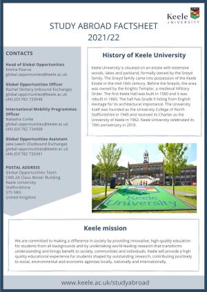Copy of Keele Factsheet for Study Abroad