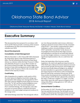 Oklahoma State Bond Advisor 2018 Annual Report