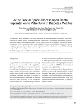 Acute Fascial Space Abscess Upon Dental Implantation to Patients with Diabetes Mellitus