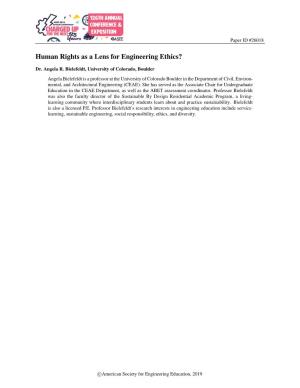 Human Rights As a Lens for Engineering Ethics?