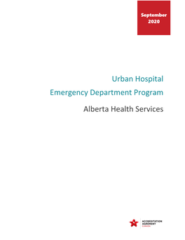 Urban Hospital Emergency Department Program Alberta Health Services Table of Contents