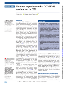 Bhutan's Experience with COVID-19 Vaccination in 2021