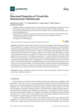 Structural Properties of Vicsek-Like Deterministic Multifractals