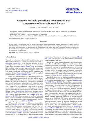 A Search for Radio Pulsations from Neutron Star Companions of Four Subdwarf B Stars