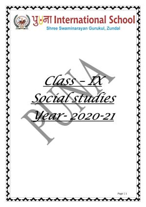 Class – IX Social Studies Year- 2020-21