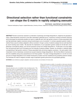 Directional Selection Rather Than Functional Constraints Can Shape the G Matrix in Rapidly Adapting Asexuals