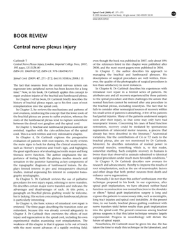 BOOK REVIEW Central Nerve Plexus Injury