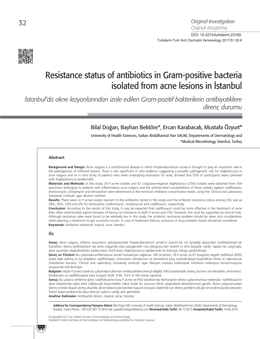 Resistance Status of Antibiotics in Gram-Positive Bacteria Isolated