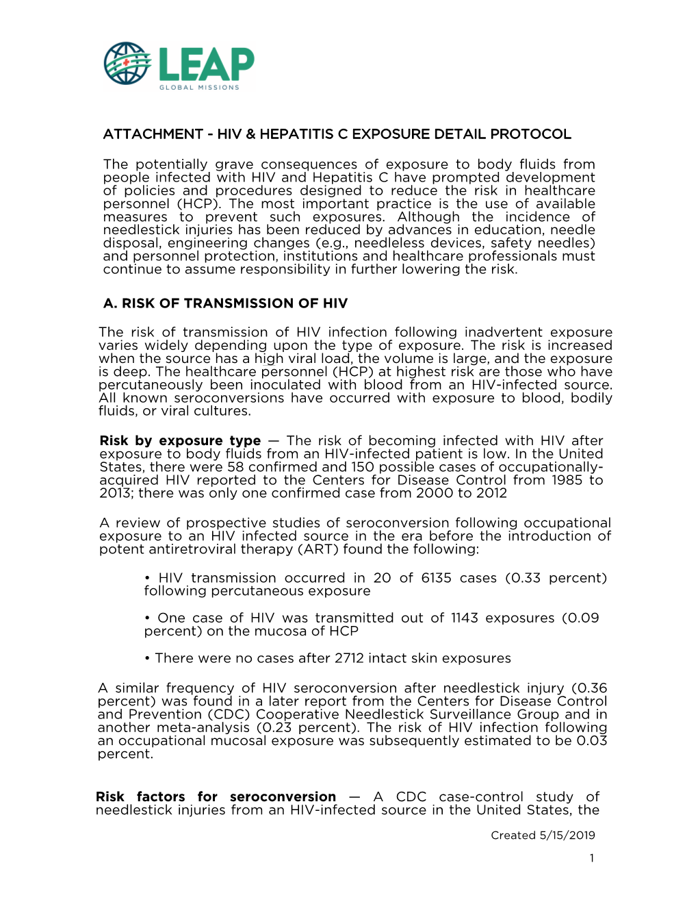 Hiv & Hepatitis C Exposure Detail Protocol