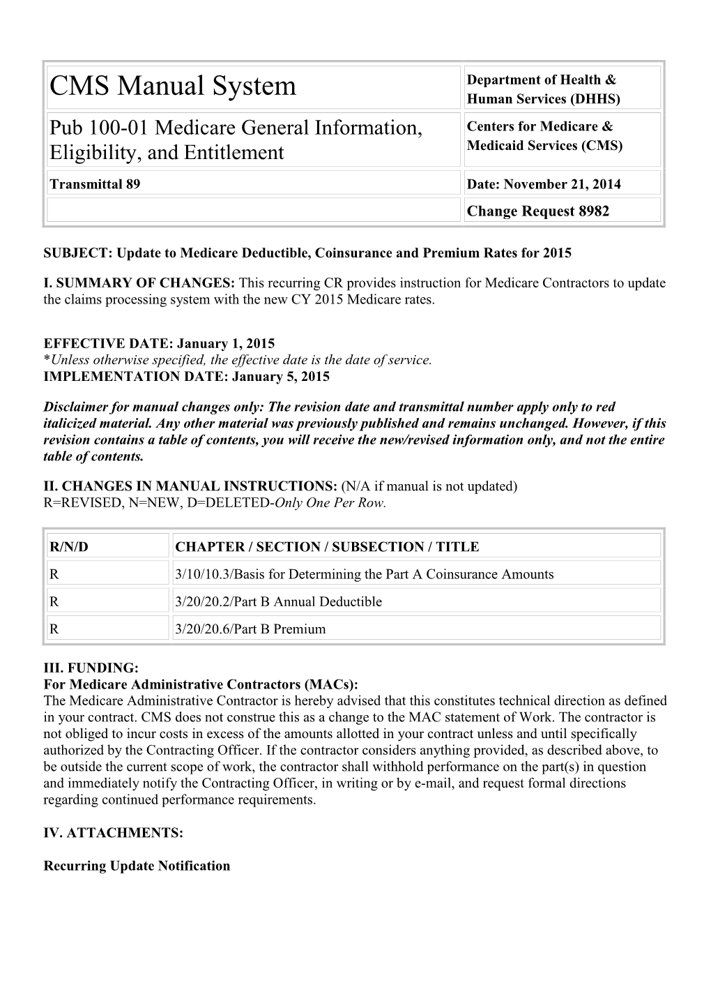 Pub 100-01 Medicare General Information, Eligibility, and Entitlement