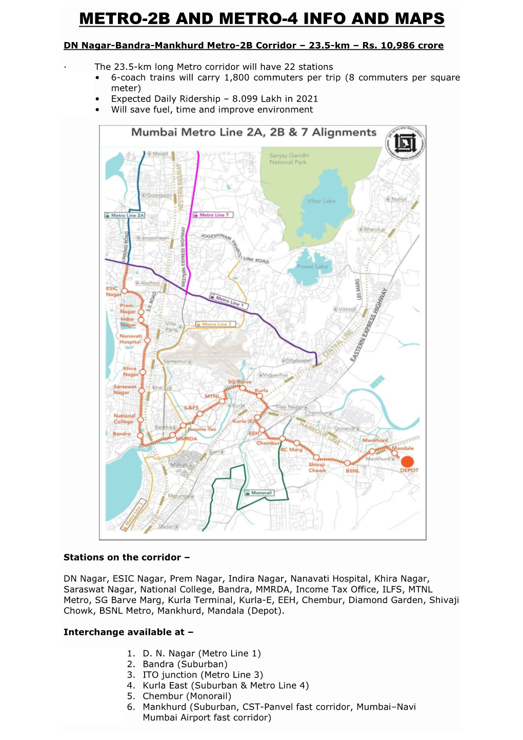 Metro-2B and Metro-4 Info and Maps