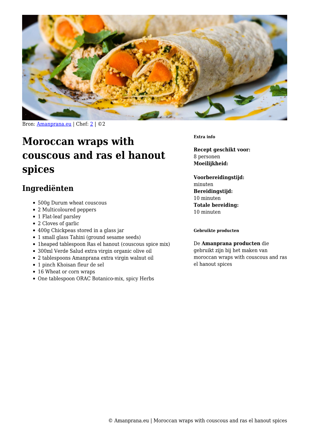 Moroccan Wraps with Couscous and Ras El Hanout Spices Bereiding Speciale Wensen