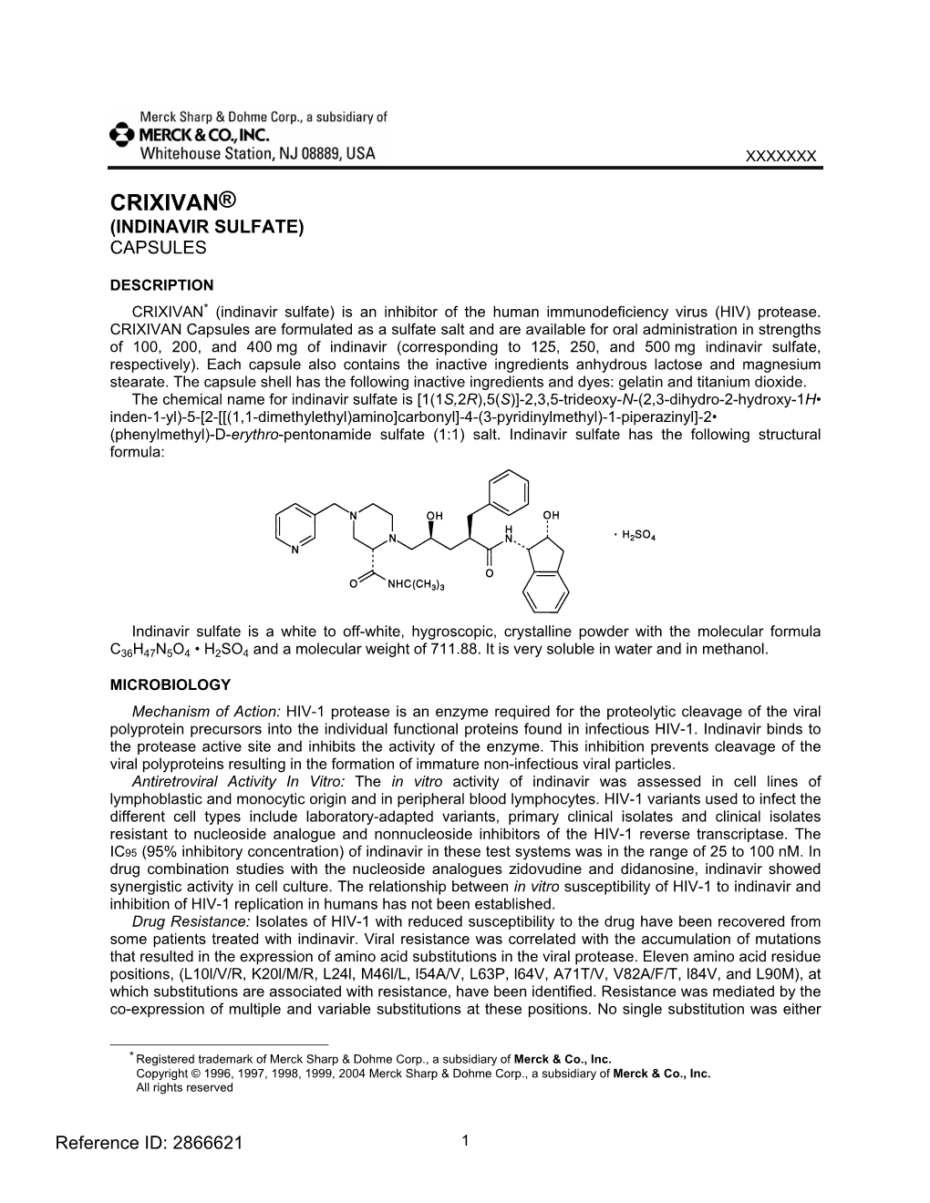 Crixivan (Indinavir Sulfate)