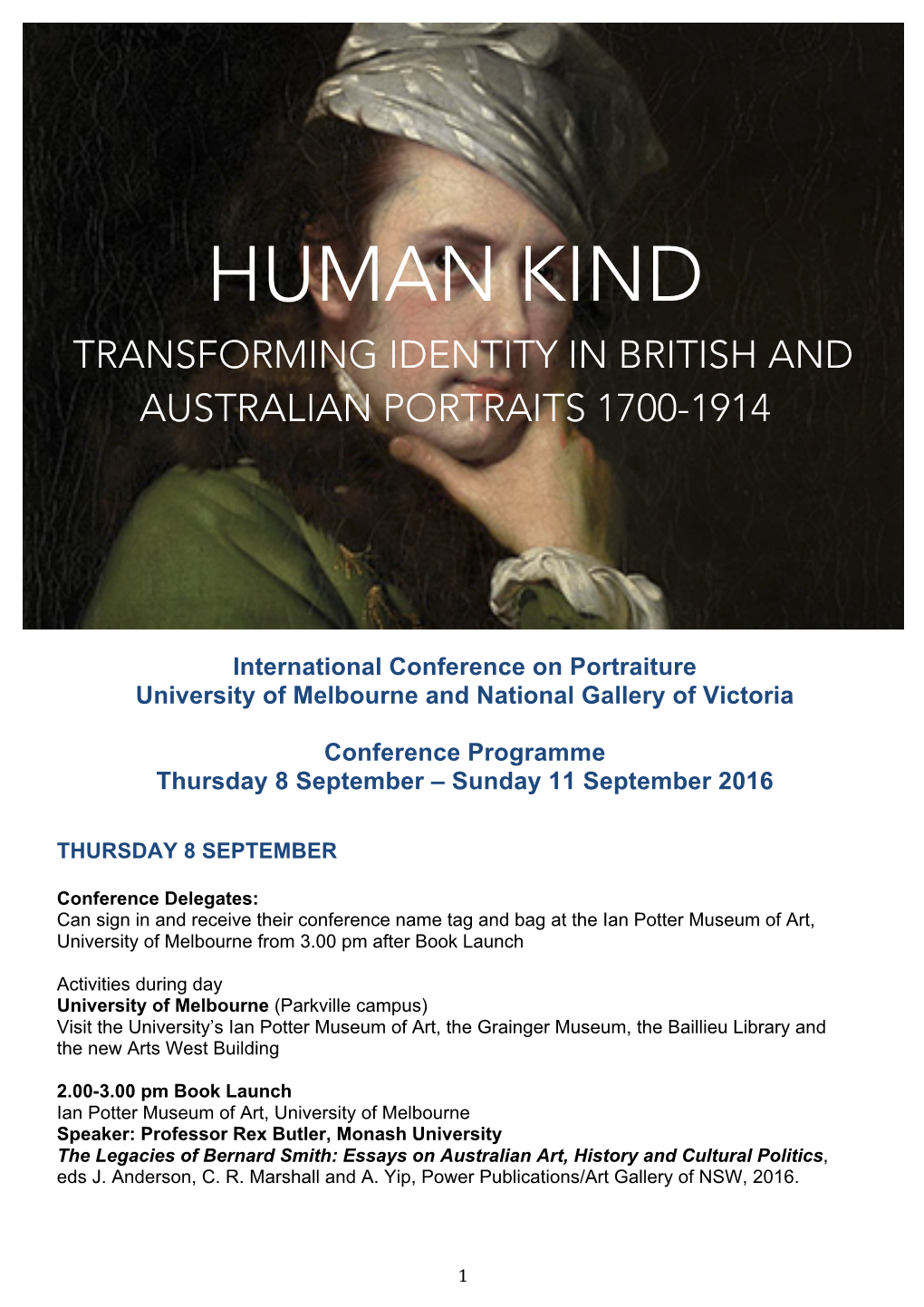 Human Kind Transforming Identity in British and Australian Portraits 1700-1914