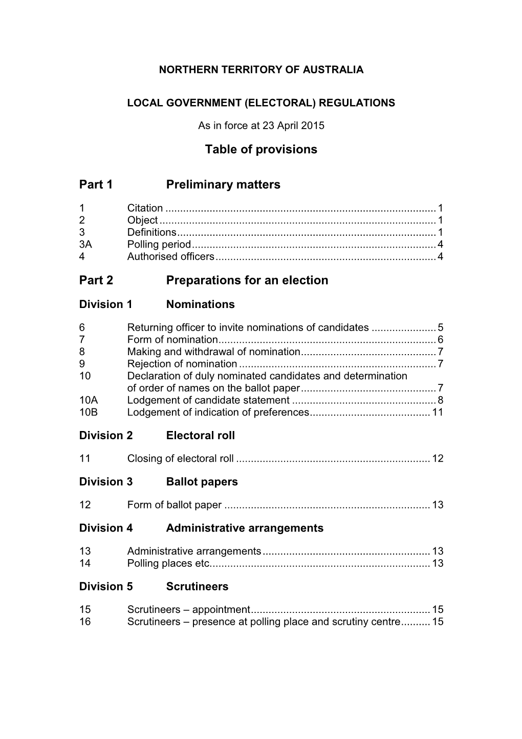 Local Government (Electoral) Regulations