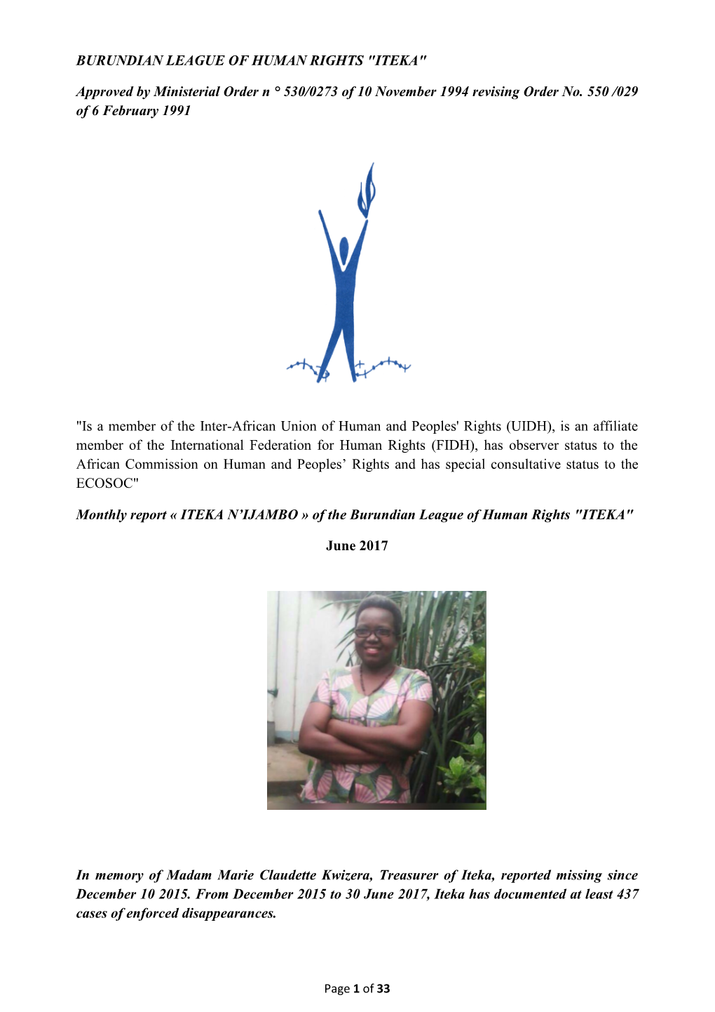 Burundian League of Human Rights "Iteka"