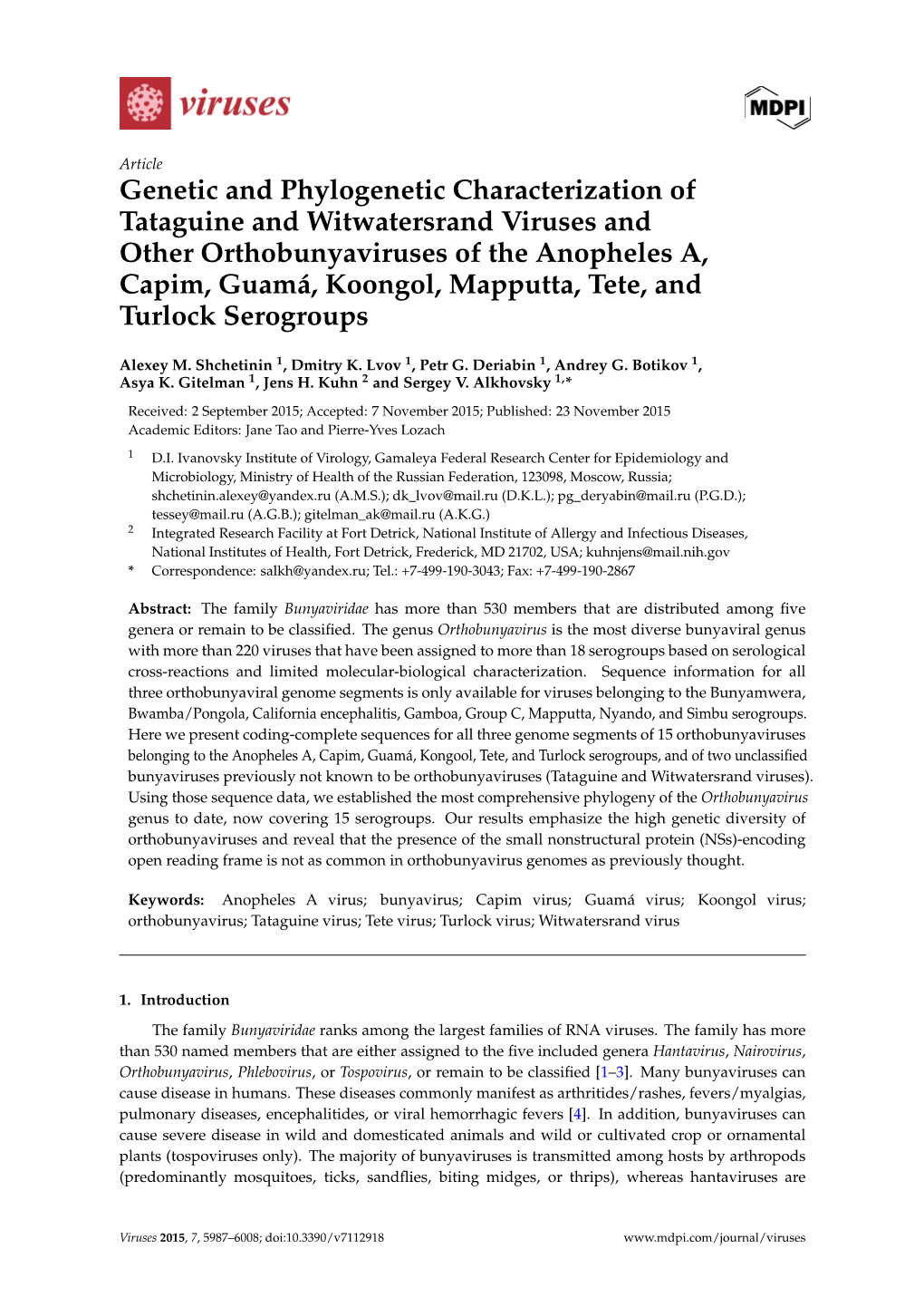 Genetic and Phylogenetic Characterization Of