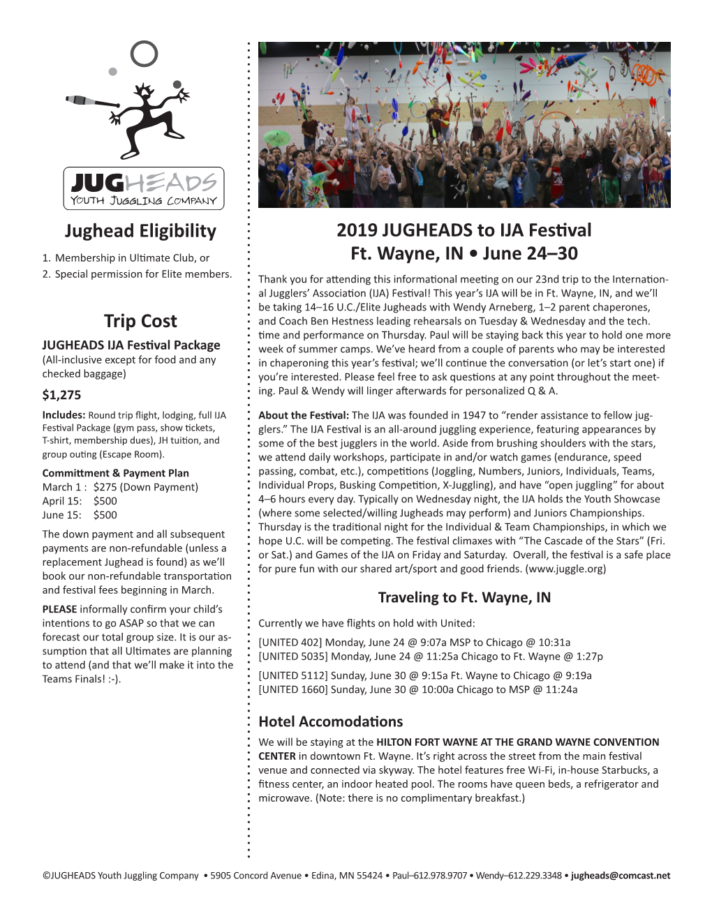 Jughead Eligibility 2019 JUGHEADS to IJA Festival Ft. Wayne, in • June