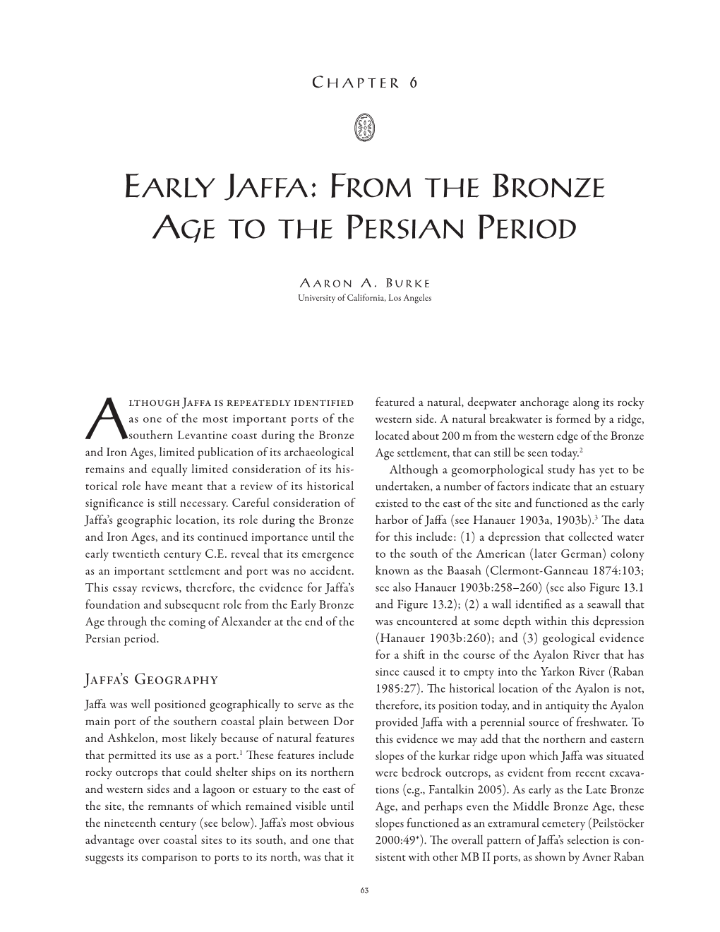 Early Jaffa: from the Bronze Age to the Persian Period