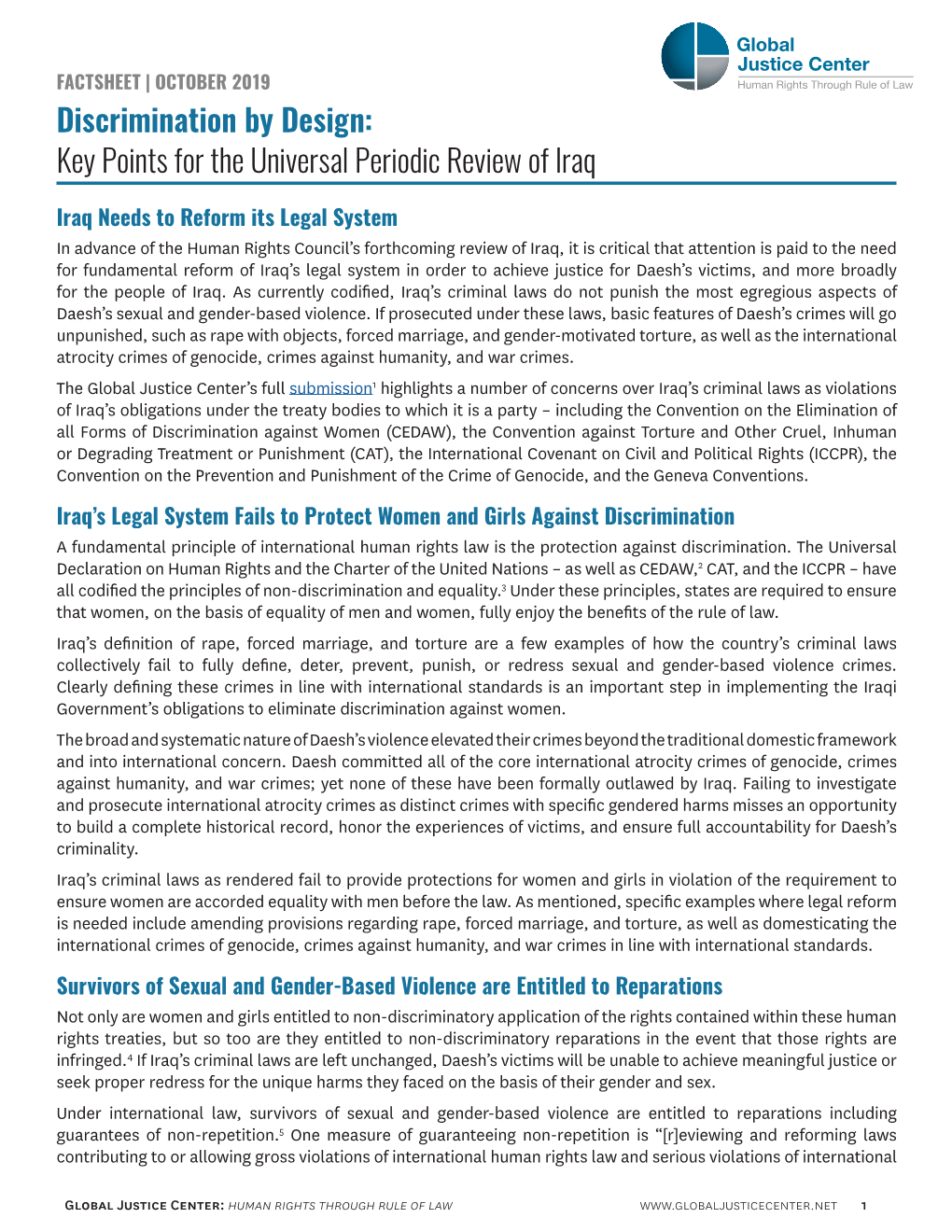 Discrimination by Design: Key Points for the Universal Periodic Review of Iraq