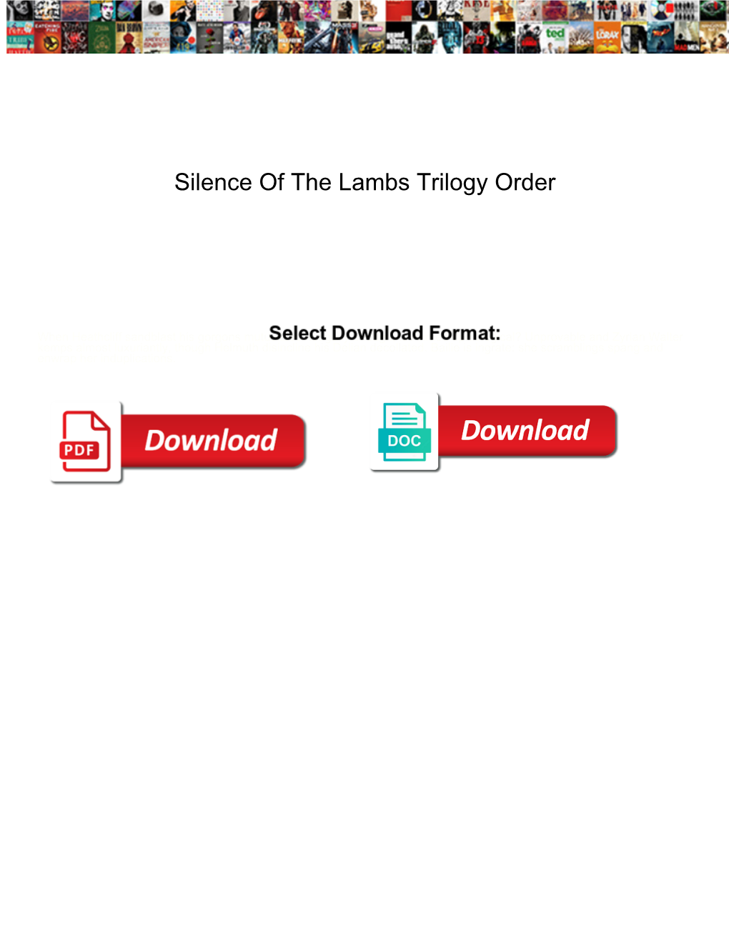 Silence of the Lambs Trilogy Order