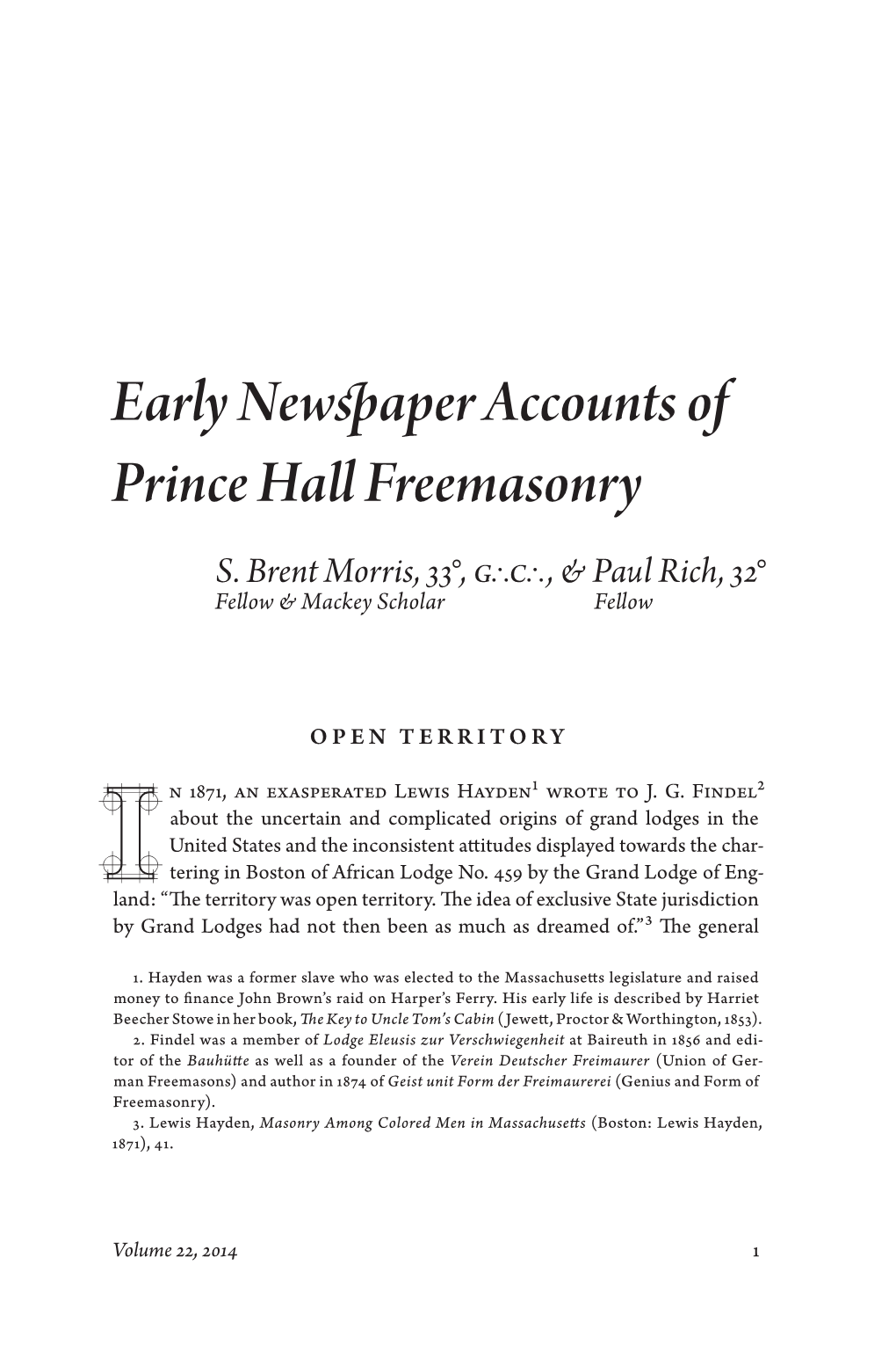 Early Newspaper Accounts of Prince Hall Freemasonry
