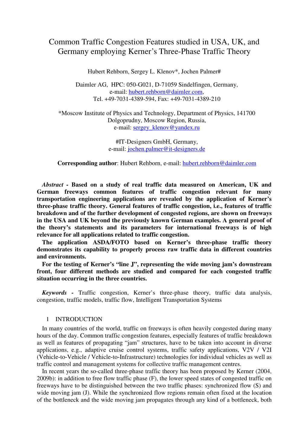 Common Traffic Congestion Features Studied in USA, UK, and Germany Employing Kerner’S Three-Phase Traffic Theory