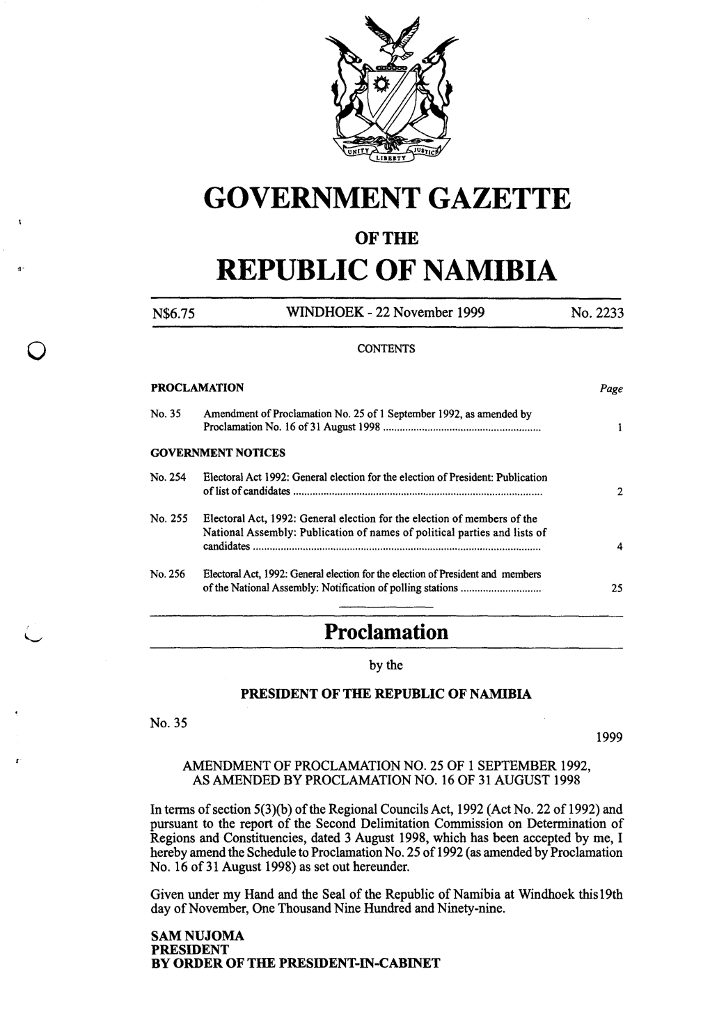 Government Gazette Republic of Namibia