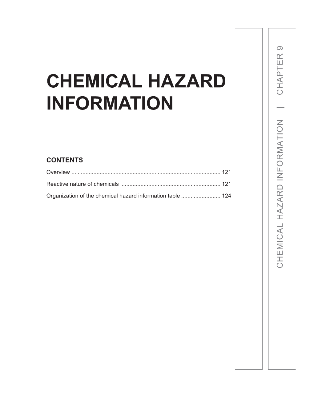 Chapter 9: Chemical Hazard Information