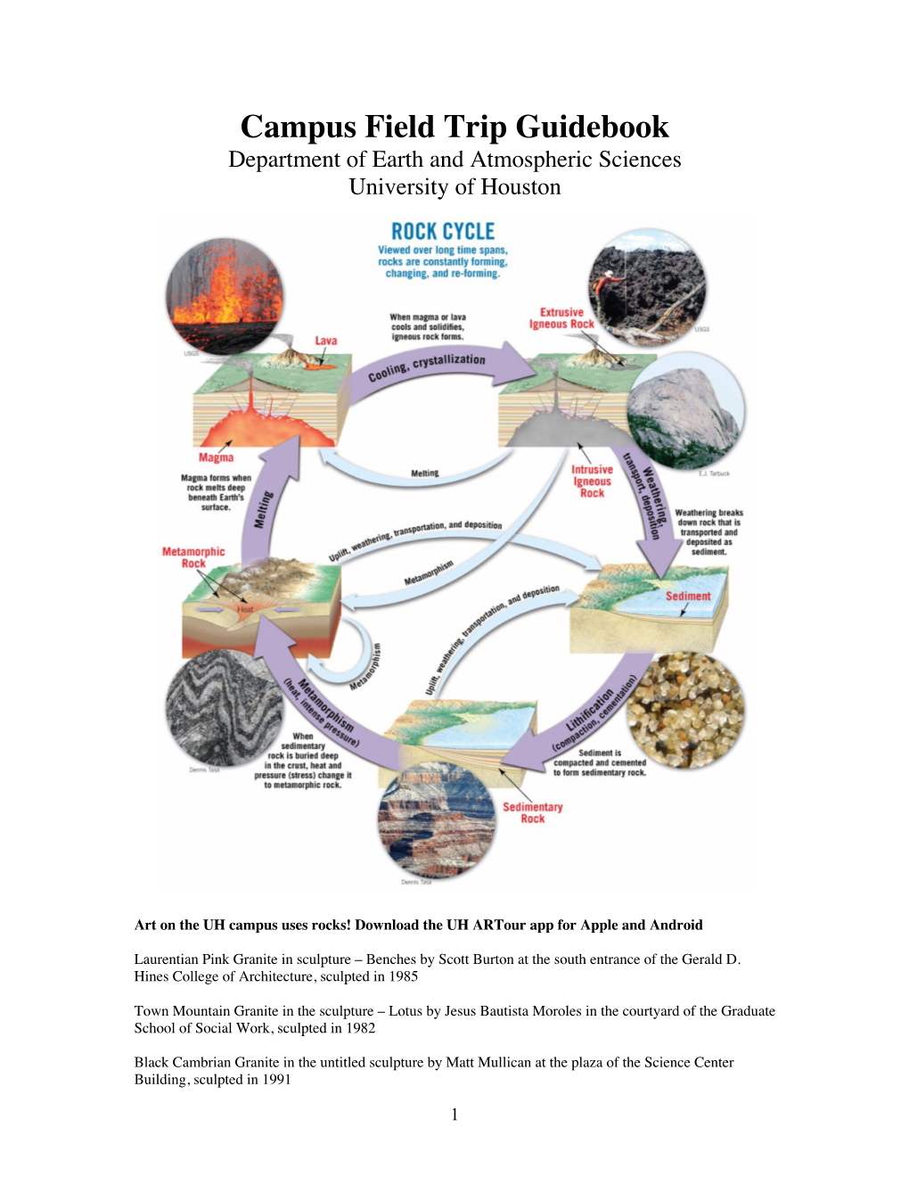 Campus Field Trip Guidebook Department of Earth and Atmospheric Sciences University of Houston