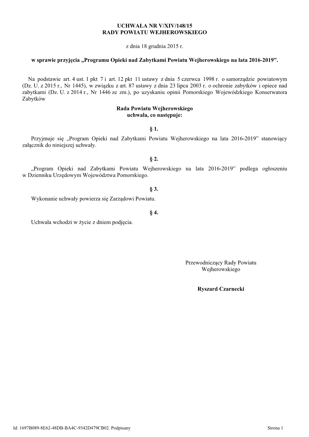 Uchwala Nr V/XIV/148/15 Z Dnia 18 Grudnia 2015 R