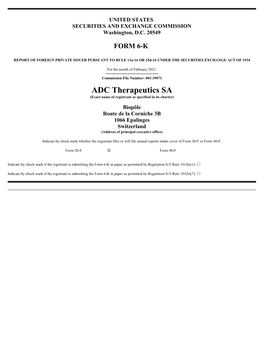 ADC Therapeutics SA (Exact Name of Registrant As Specified in Its Charter)