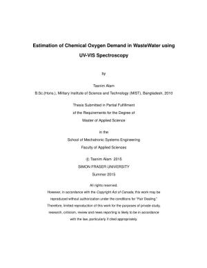 Estimation of Chemical Oxygen Demand in Wastewater Using UV