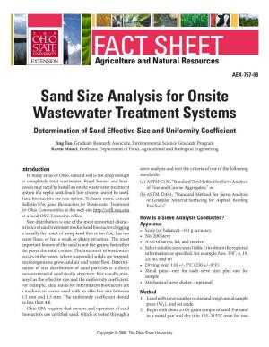 Sand Size Analysis for Onsite Wastewater Treatment Systems Determination of Sand Effective Size and Uniformity Coefficient