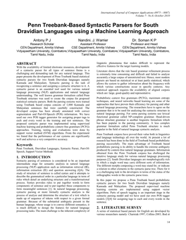 Penn Treebank-Based Syntactic Parsers for South Dravidian Languages Using a Machine Learning Approach